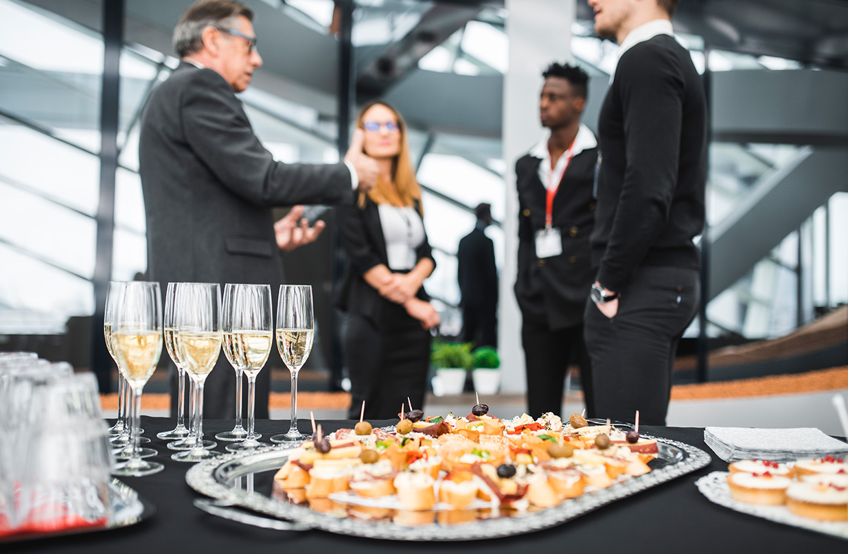 Corporate Hors d'oeuvres with Mingling in the Background